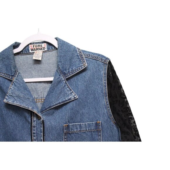 Vintage 90s Denim Maxi Dress Size 14 Sheer Long Sleeve 100% Cotton Collared - Picture 6 of 11